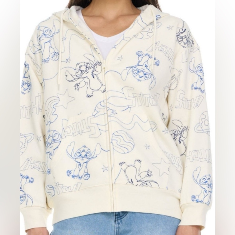 Disney Stitch Brushed Fleece Embroidered Zipping Jacket Size XXL Brand New